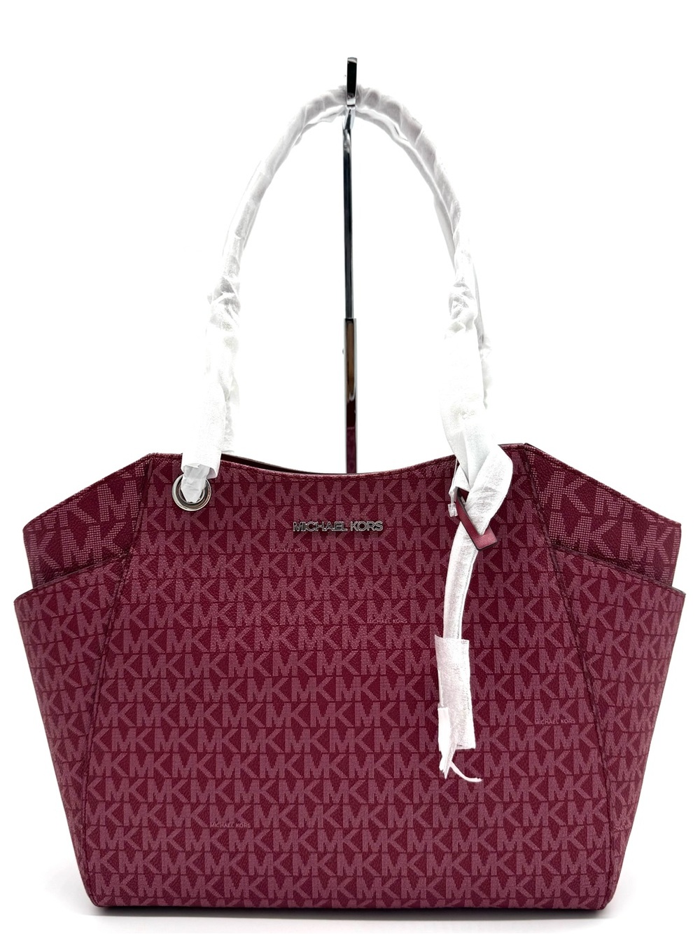 Michael Kors Jet Set Large Signature Logo Shoulder Bag - Maroon